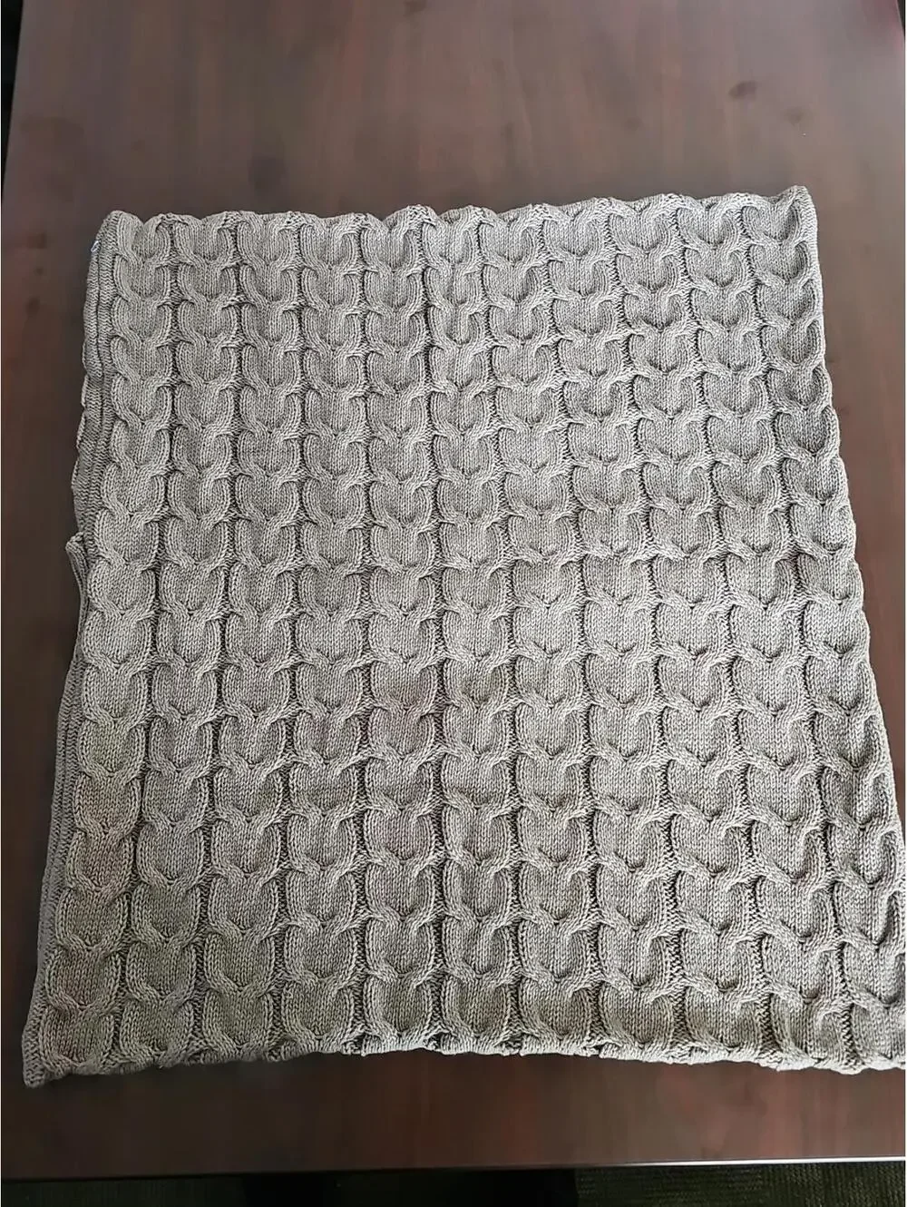 Gray Cable Knit Sweater Square Pillowcase 18× 18